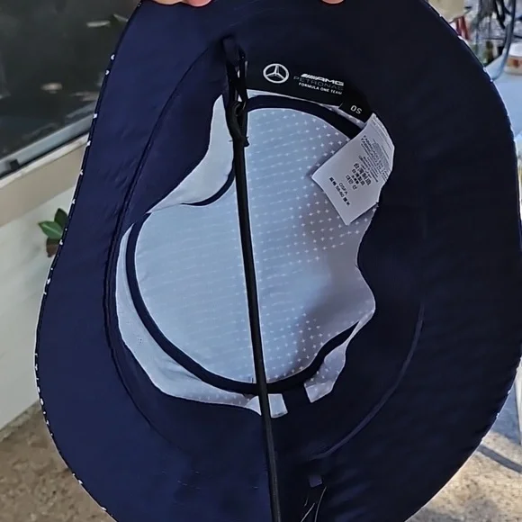 New w tags MERCEDES F-1 team LOGO KONNICHIWA BUCKLE HAT blue white OS - Picture 7 of 9